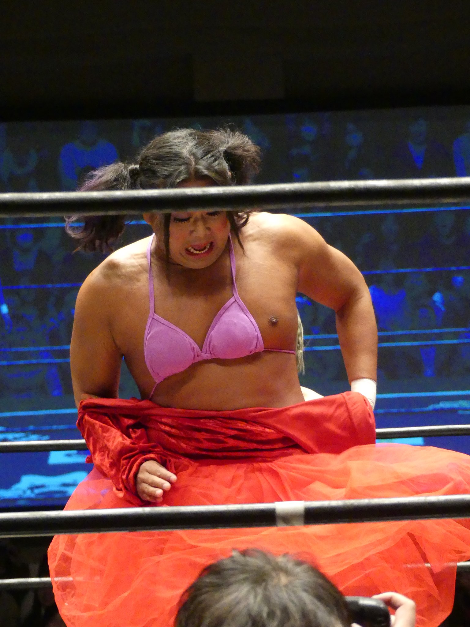 女子プロレスでポロリ  / X