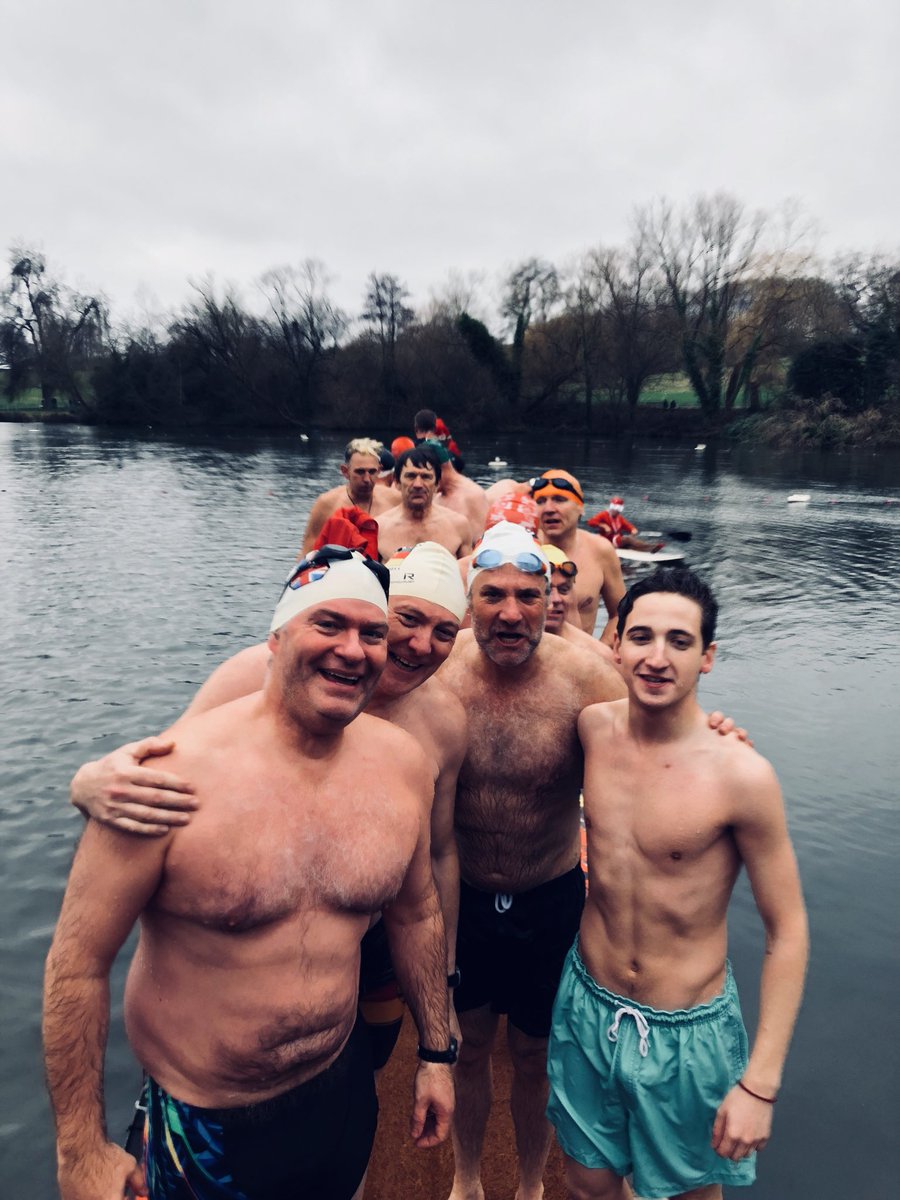 NewJournal's tweet photo. In you go! It’s the Hampstead Heath Men’s Pond Christmas Day swim... https://t.co/XCQkZLIFCL