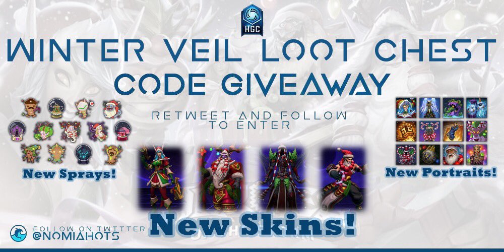 NomiaHots's tweet photo. #GIVEAWAY Merry Xmas! Follow us &amp; retweet for a chance to win a Winter Veil Loot Chest in 36hrs! @BlizzHeroes #hgc https://t.co/9BD7ngjTq6