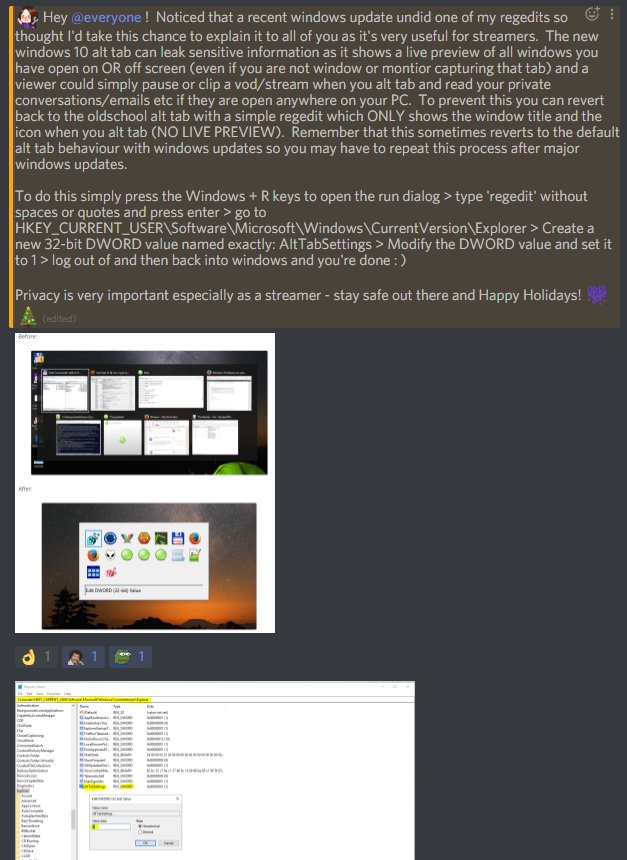 austreamers's tweet photo. Streamers: protect your alt+tab privacy in Windows!  
Here's how:  

#austreamers 🇦🇺 https://t.co/4PY7W03RSF