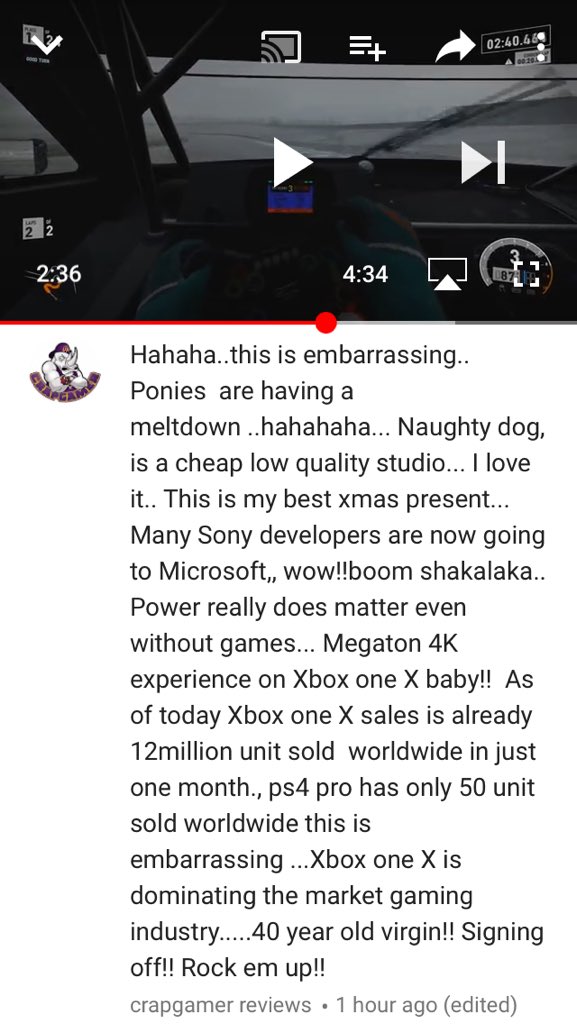 SplendidXNinja's tweet photo. This joke of a You tuber @The_CrapGamer (dick rides Xbox) just said Naughty Dog is a low quality studio in which also calling what they produce such as the Last Of Us &amp; The Last Of Us 2 trash @TheGamer2323 https://t.co/xgJXVYqbdV