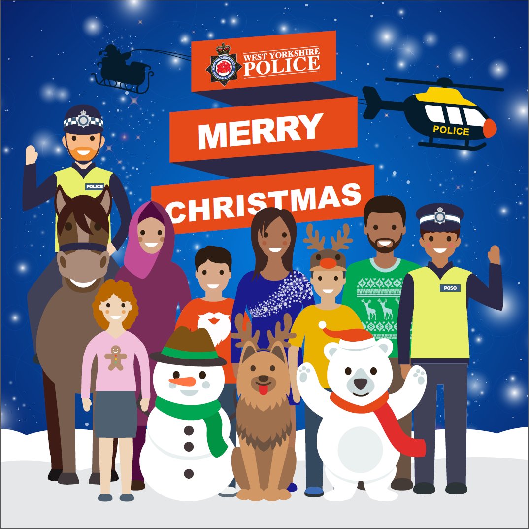 WestYorksPolice's tweet photo. Merry Christmas from everyone at West Yorkshire Police 👮🎄🎁 https://t.co/DZHf09Gg79