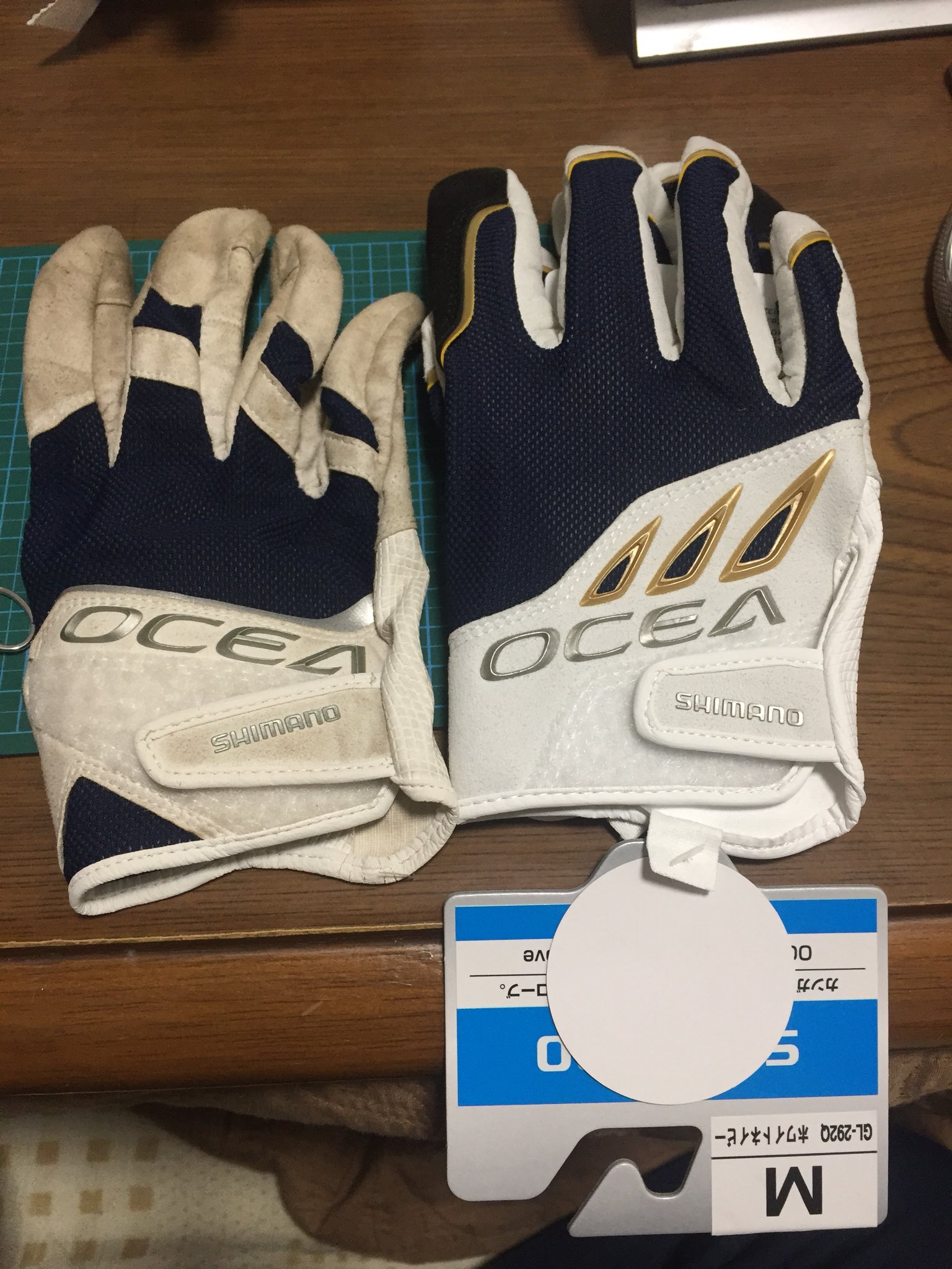 うみちか いままで使ってたシマノのキャスティンググローブ を夏くらいに片方失くしてそれでもgtとかブリとかヒラスズキとかとか 沢山釣ってきたとても大切なグローブでした 今日プレゼントでnewモデルの オシアグローブを貰いました こんなボロボロに