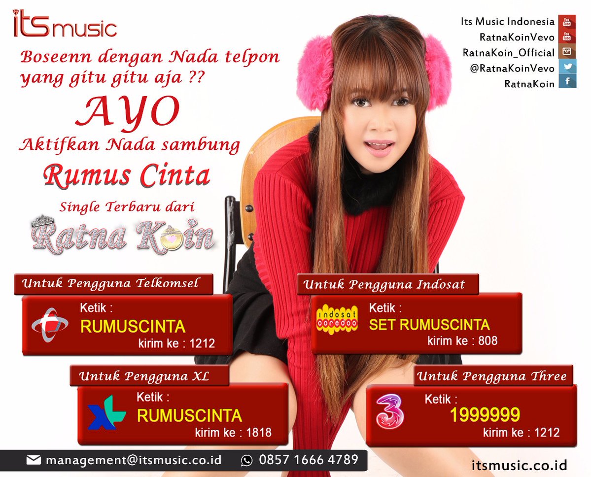 SwaramudaBDG's tweet photo. #AktifkanRBT:
@RatnakoinVevo #RumusCinta cc:@jalankarmel114 @SMAPGRI90 @SbbKec @ItsmusicID @oxtavsugges https://t.co/OQYhDCRwkw