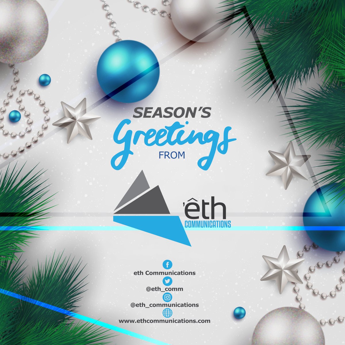 eth_comms's tweet photo. The changing season is a herald of new beginnings, of a life more beautiful... Season’s greetings to you and your loved ones from all of us at 
’êth Communications!
#christmas #eth #ethcommunications #ethglobal #marketing #pr #communication #newyear #merrychristmas #fun #happy https://t.co/bXISR2gVhM