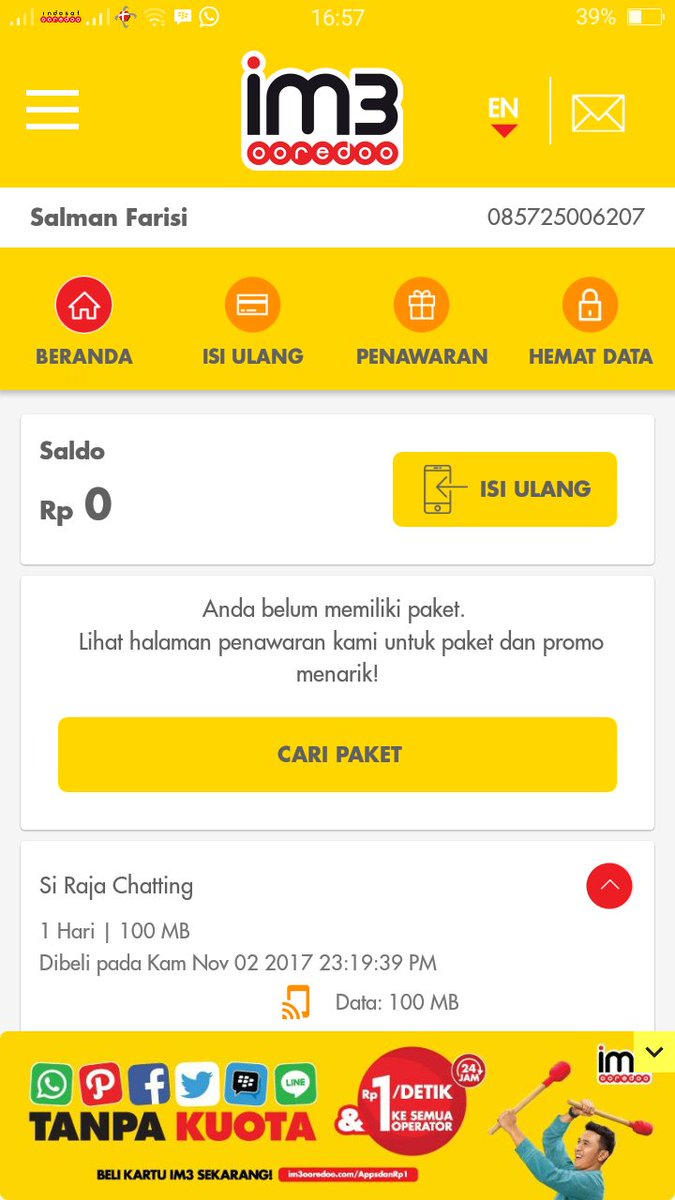 pisi_elfrizy's tweet photo. @IndosatCare pulsa sudh kepotong, sudh dpt sms berhasil aktifvasi paket, tp stlh bbrpa jam malah memakai pulsa utama, dan anda tidak memliki paket. https://t.co/Qth4QpPw4I