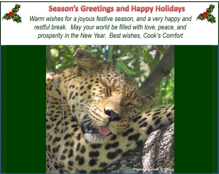#HappyChristmas and #HappyHolidays everyone.  Thank you for your support throughout the year.  Best wishes, Cook's Comfort  #leopard #ChristmasDay #safari #kruger
