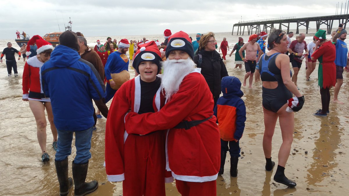 beersinafield's tweet photo. Mmm Frosty! Nothing livens you up on Christmas Day like a cold dip - or the run in, behind a mankini wearer! #LowestoftXmasSwim for #lobsc https://t.co/G3IEdKrYxD