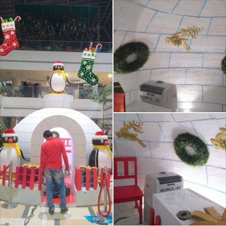 AMFAHAir's tweet photo. When an igloo needs cooling in #NaviMumbai #Vashi #Inorbit Mall, it needs Smart Plug &amp; Play #AMFAH Potable (Mobile) Air Conditioner :) 
Merry Christmas !! https://t.co/c1oOrRmzmo