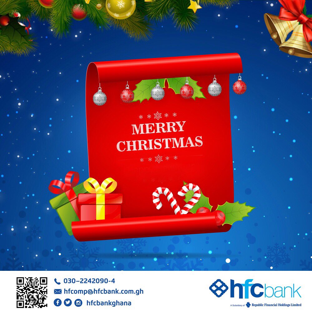 HFCBankGhana's tweet photo. May your Christmas sparkle with moments of love, laughter and goodwill. Merry Christmas! https://t.co/1mre10qodk