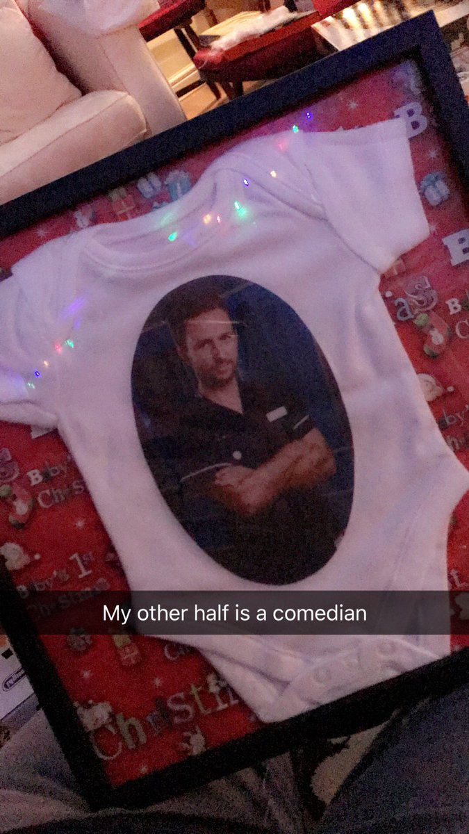 gemma_c_n2016's tweet photo. My other half is a comedian heard the name Fletcher on @BBCHolbyCity and called my 3wk old Fletcher - my other half put #AdrianFletcher on a baby bodysuit for #Christmas 🤦🏻♀️🤣🤦🏻♀️🤣 @WalkinshawAlex https://t.co/RyENtYp35v