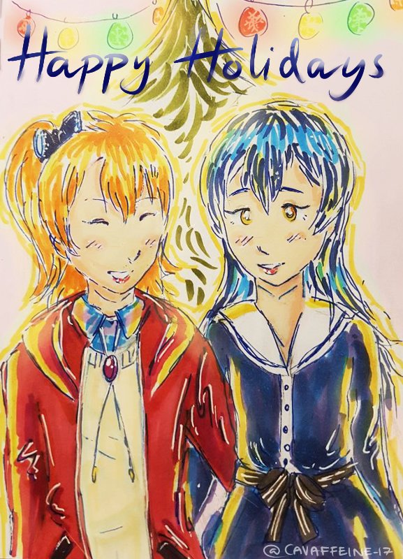 cavaffeine's tweet photo. 🎉Happy holidays!🎉 Honoka and Umi are having a party✨

#lovelive #ほのうみ https://t.co/dX498TKF3y