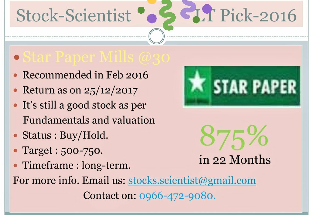 stock_scientist's tweet photo. #SSFreeCall  Star paper mills@292 BUY for targets 500-700 in longterm. 
China shut down, focus on value added products &amp; exprorts will boost the demand. We still maintain HOLD. #Starpapermills  https://t.co/4wT4fjfk4I https://t.co/Gg78NumZ5B