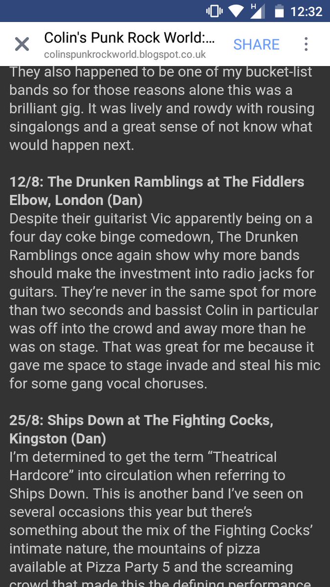 Colin's Punk Rock World listed our 12th August show in their Sets of the Year! Appreciate the love!