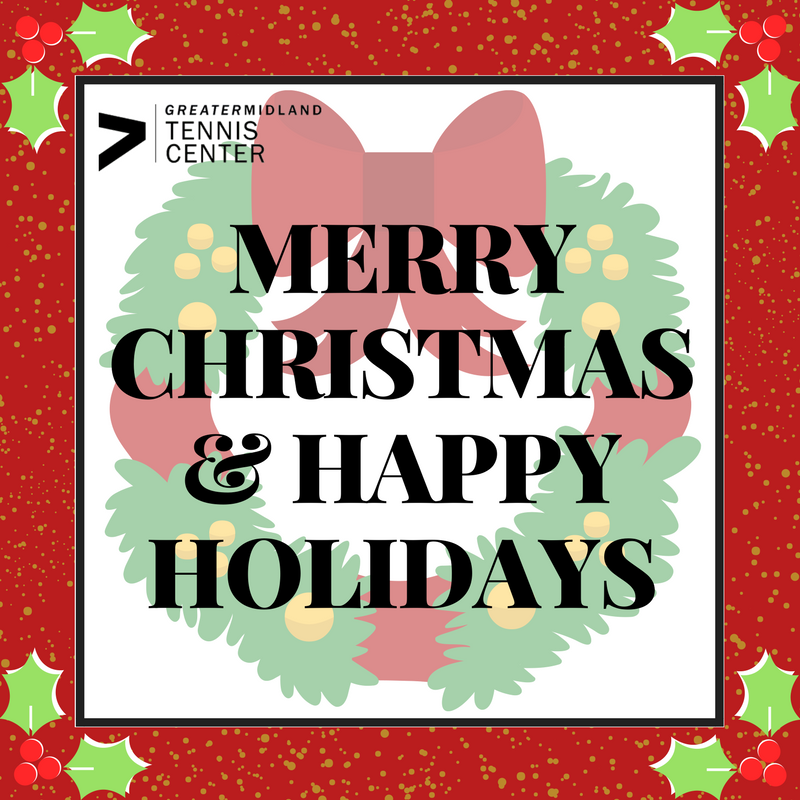 GrMidTennisCent's tweet photo. Merry Christmas and Happy Holidays from our Greater Midland Tennis Family to yours! Enjoy the time off and make some new memories! https://t.co/miMhr35Jtv
