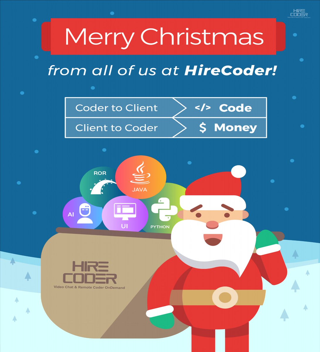 Hire_Coder's tweet image. A very high values thanks to you for showing full faith in us.
We value our relationship and strive to strengthen our bond more in the coming new year.
Merry Christmas and Very happy new year from all of us at HireCoder!!!