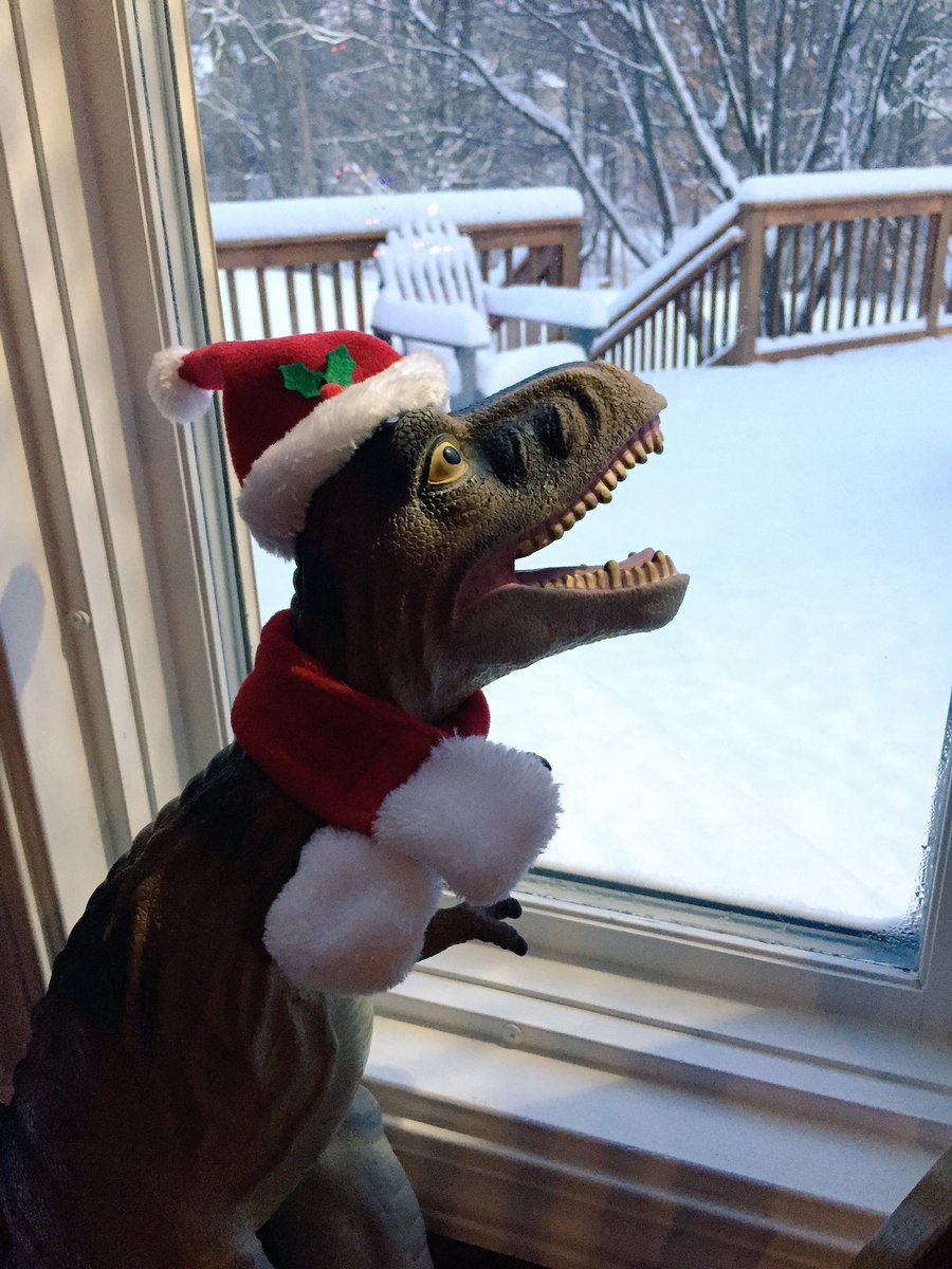 HD_Rex_2729's tweet photo. Now that's a white Christmas! Merry Rexmas everyone! #IsSantaStillOutThere #IWannaGoVisitTheNorthPole #ChristmasDapperDino https://t.co/pvrd1TlegD