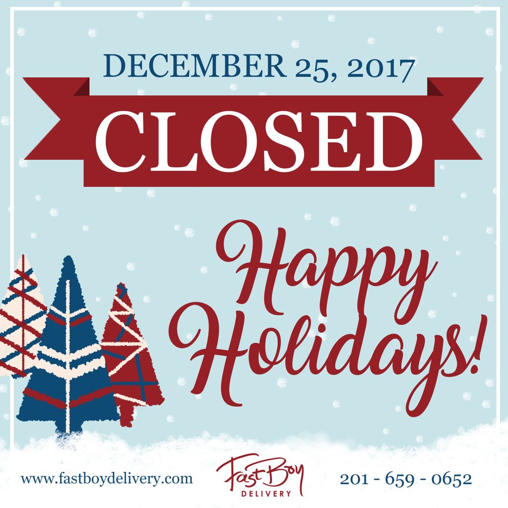FastBoyDelivery's tweet image. Happy Holidays! We are closed today December 25, 2017 and will resume our services tomorrow. Thank you and watch out for more of our holiday promos!
#fastboydelivery #jerseycity #christmas2017