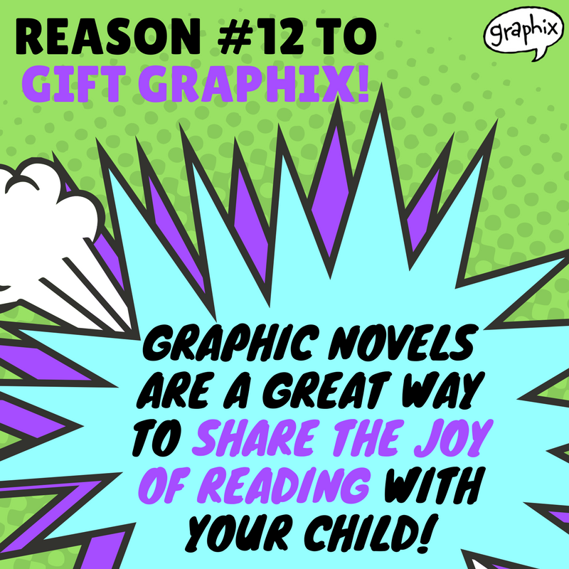 GraphixBooks's tweet photo. ✨ Reason #12 to #GiftGraphix: You can share your love of reading 📖 with your child by way of the beloved comics that you grew up with! 💥 https://t.co/VYlFpKQe91