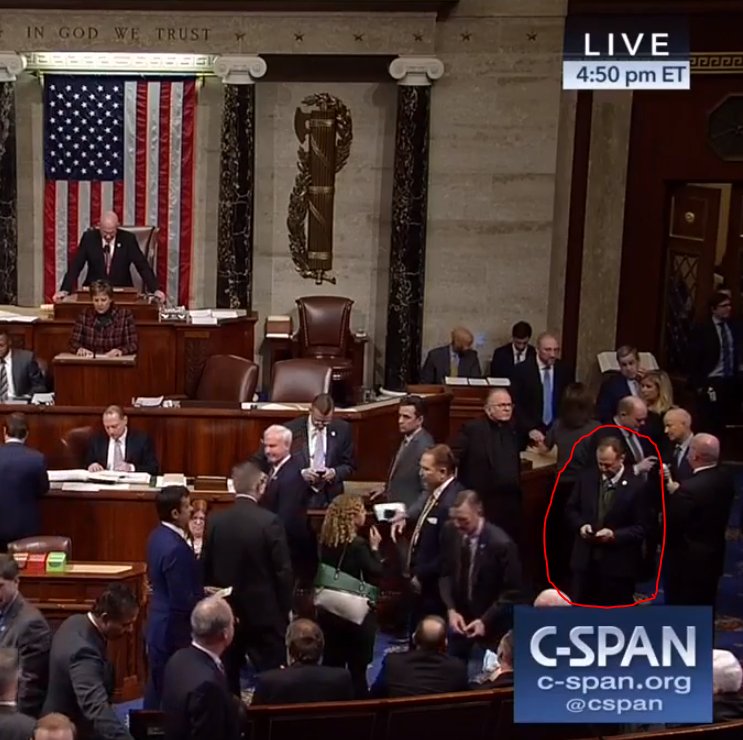 johncardillo's tweet photo. - Does this 12/19 pic show @RepAdamSchiff leaking to @CNN as McCabe was testifying in another room? (CNN began leaking pro-McCabe spin shortly after this time stamp and continued for days)

- Was he huddling w/Pelosi, nervous about Rep. Zeldin's call for a leak investigation? https://t.co/Ahv19dn6Ir