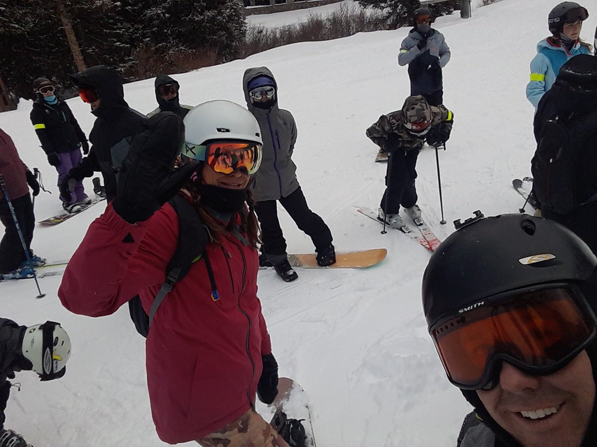 SkiAllOfUtah's tweet photo. Not even Rudolph gets ahead of this group. #firsttracks @SolitudeMTN https://t.co/6PekBds5kL