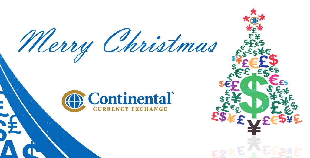 ContinentalCE's tweet image. Merry Christmas from Continental Currency Exchange! We hope you were able to get your shopping done, but now it's time to enjoy the holiday! #holiday #gift #FXMas #Christmas