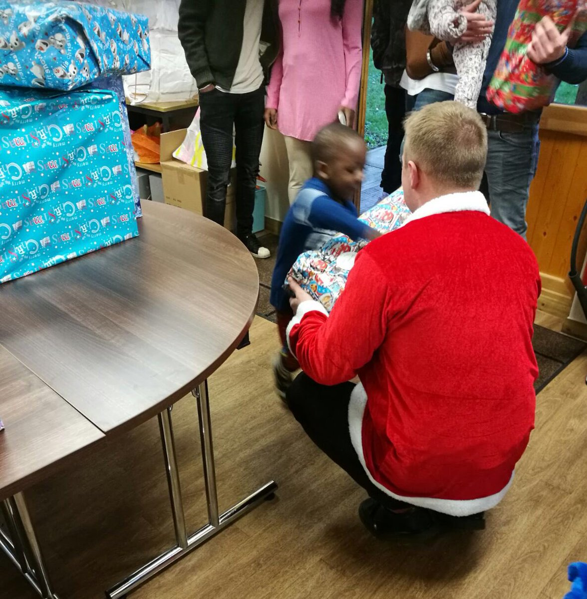 Great morning out and about with Green Watch Ely, Stn 52. Greenfarm House Hostel  and Regency House Care Home giving presents to the residents. Big thank you to Tesco and M&amp;S Culverhouse Cross for the generous donations. <a href="/SWFireandRescue/">South Wales Fire and Rescue Service</a> @GriffithsJECtrl