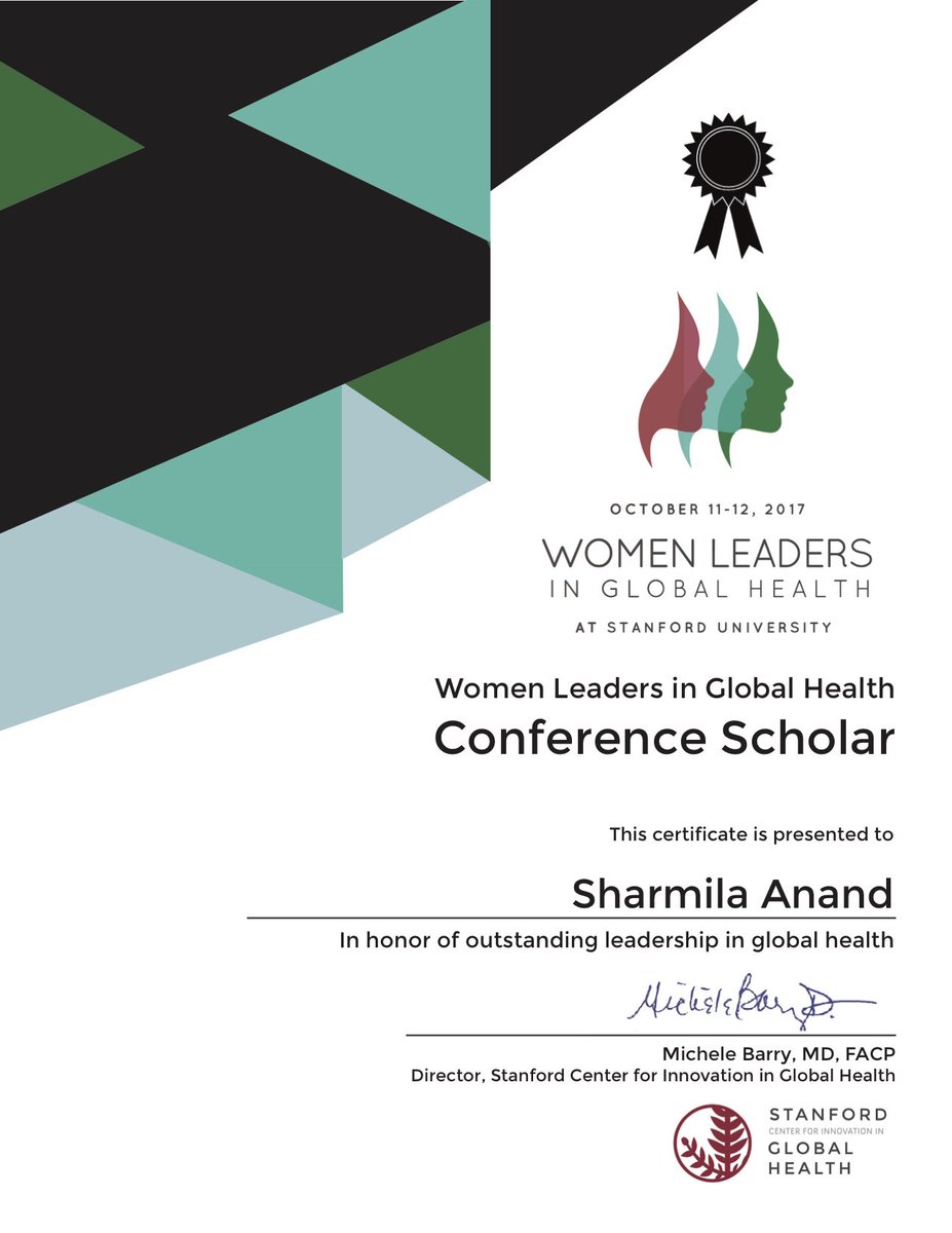 SEHPL's tweet photo. OCT 2017: We congratulate SEHPL Institute MD, Dr. Sharmila Anand for being awarded Scholarship by Stanford University for the Women Leaders in Global Health conference, where she was a panelist for Global Health Messaging: Building trust &amp; engaging Leaders. @womeninGH #WLGH2017 https://t.co/wCoHgehU7u