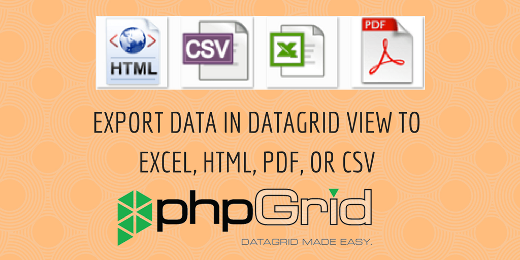 phpGrid's tweet image. Export data in #datagridview to Excel, HTML, PDF, or CSV. ow.ly/oVK830eXi5V