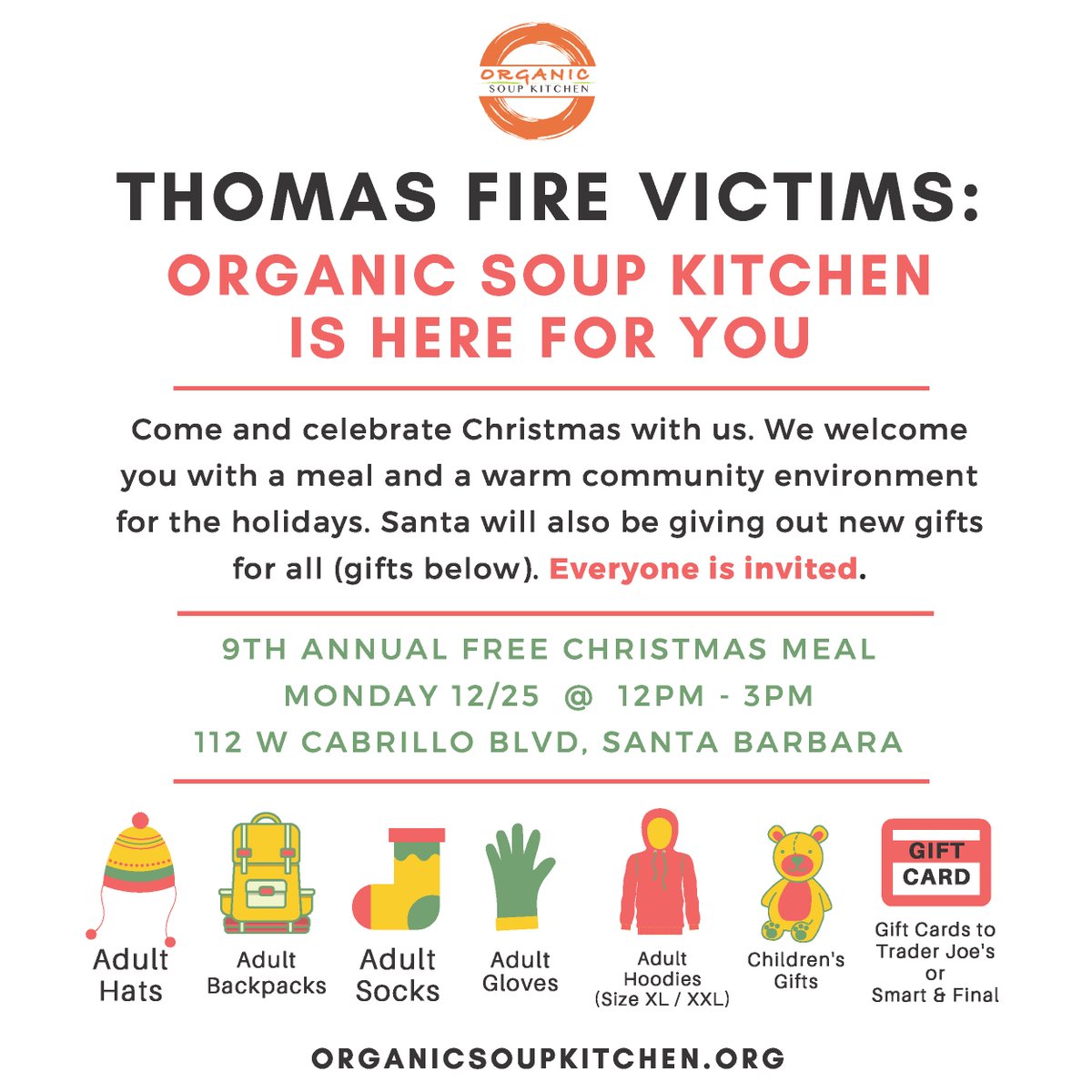 Happening now, <a href="/OrganicSoups/">Organic Soup Kitchen</a>! Check it out, Merry Christmas! #ThomasFireStrong