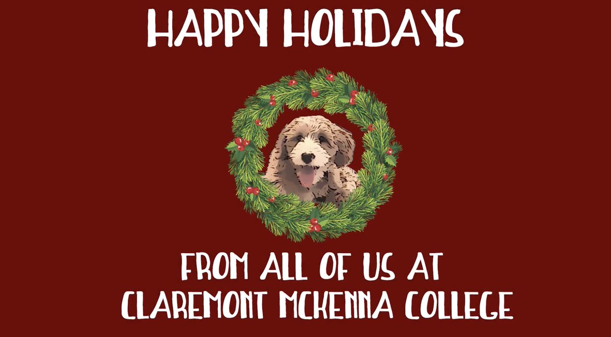 From all of us at Claremont McKenna College (including #CMCtheo!)... Happy Holidays!!!

And in case you missed it... here's the video of #CMCtheo spreading holiday cheer throughout campus!  youtu.be/f8sVdIZ--wU