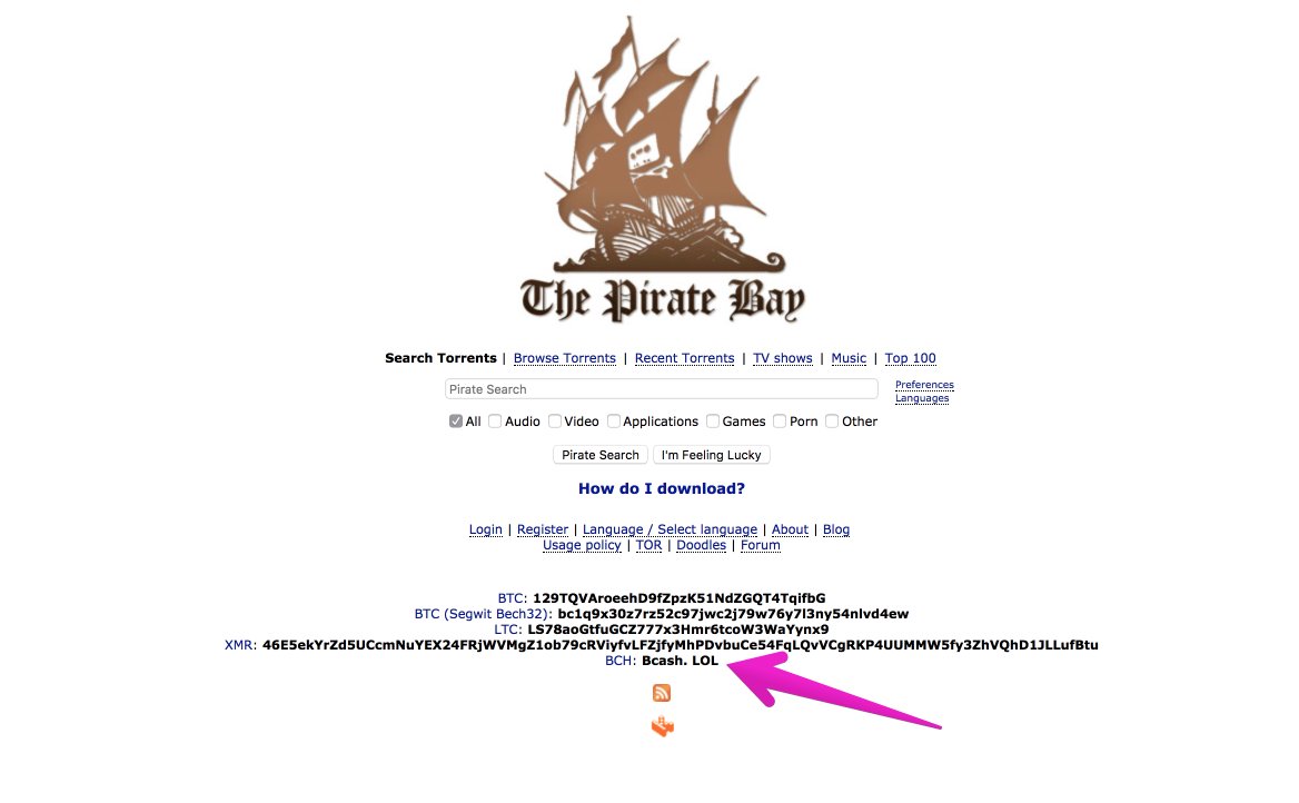 nvk's tweet image. Pirate Bay rather not take #BCash donations... LOL