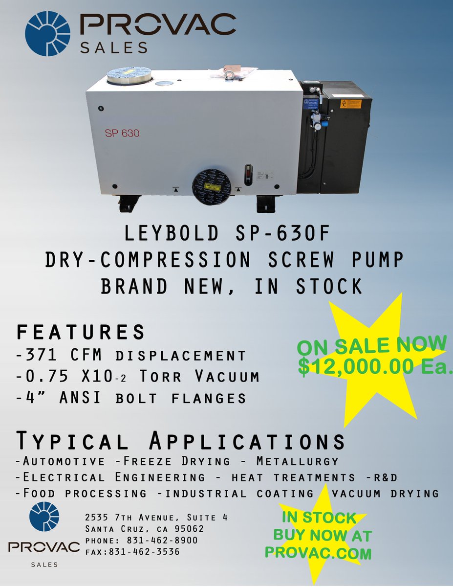 Ozzmak's tweet photo. Leybold SP-630F Dry Compression Screw Pump- On Sale https://t.co/DKEzdq3qP5 @provacsalesinc #leybold #screwpump #dryscrewpump #vacuumpump https://t.co/TShoXx4nqS