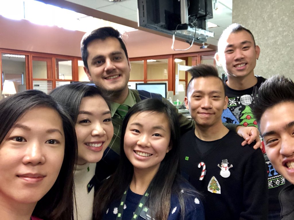 janice_ell's tweet photo. Happy Holidays from Cambie and 8th! 🎁🎄@ayuen113 @AdamChu_TD @CatLotze_TD https://t.co/sCrI5L645r