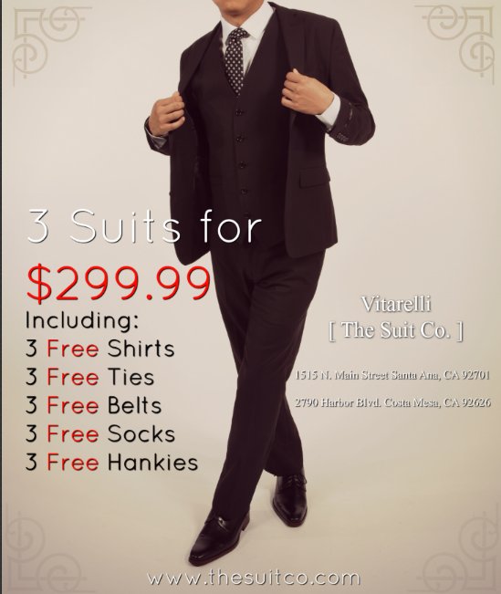 TheSuitCoStore's tweet photo. Get ready for the New Year! Stop by and visit in store or online!
https://t.co/x3uFVUuIeL
#vitarelli #suit #thesuitco #mensfashion #men #fashion #tie #belt #shirt #socks #instadaily #ootd #ootdmenstyle #menswear #instapic #brand #vitarellisuit #handkerchief #style #life https://t.co/Jk2F9jJ6Tu