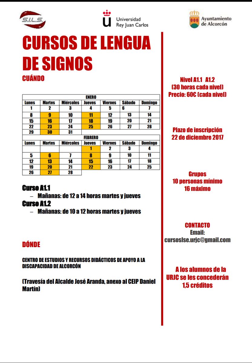Aún quedan (pocas) plazas libres para los cursos de lengua de signos. ¡Te esperamos!