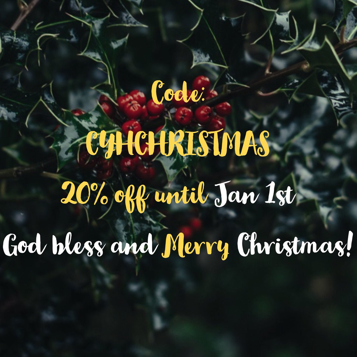 Merry Christmas!!! May today be filled with joy and love!!! Use code CYHCHRISTMAS for 20% off all apparel at checkout!!! God Bless!! Xoxo ✝️❤️🎄🎁