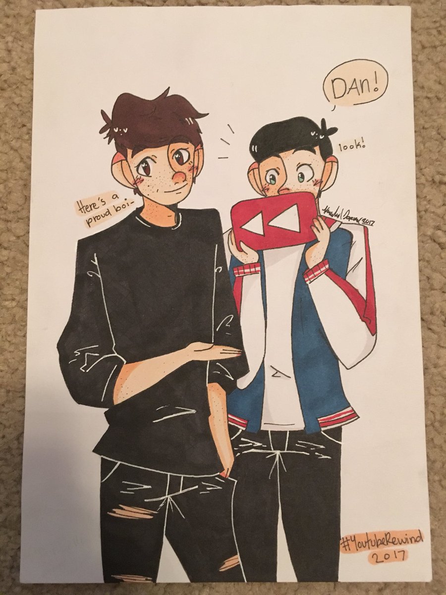 kawausoiyaa's tweet image. I got copic ciao markers now so I decided to color my #YouTubeRewind2017 phanart! So uh,, here you go! @AmazingPhil @danielhowell 
Enjoy !✨