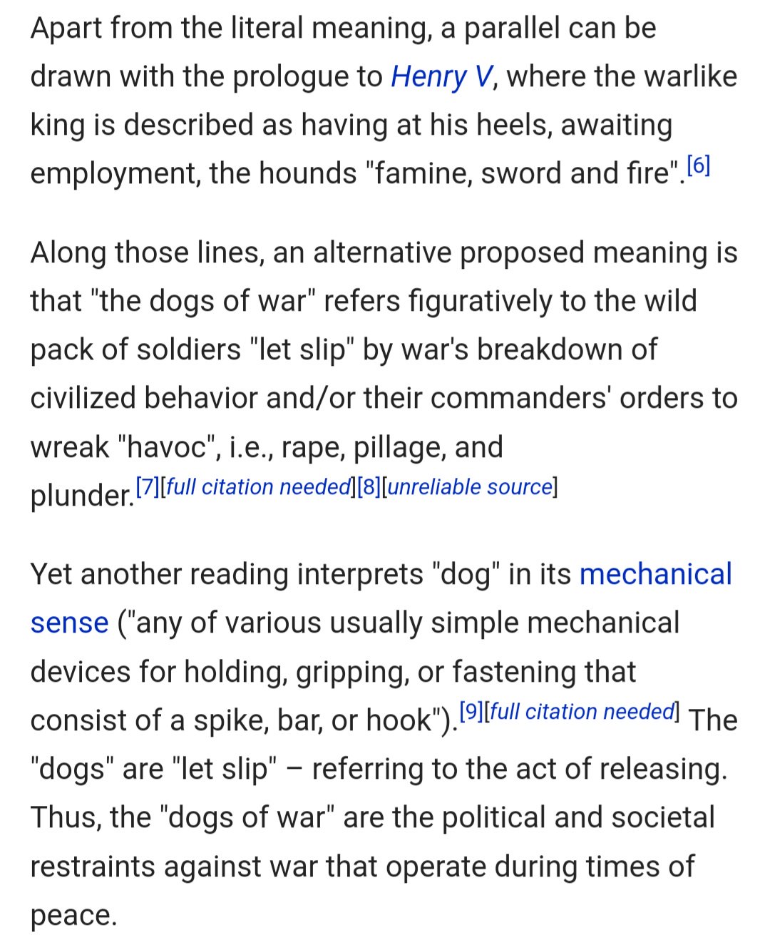 what does let slip the dogs of war mean