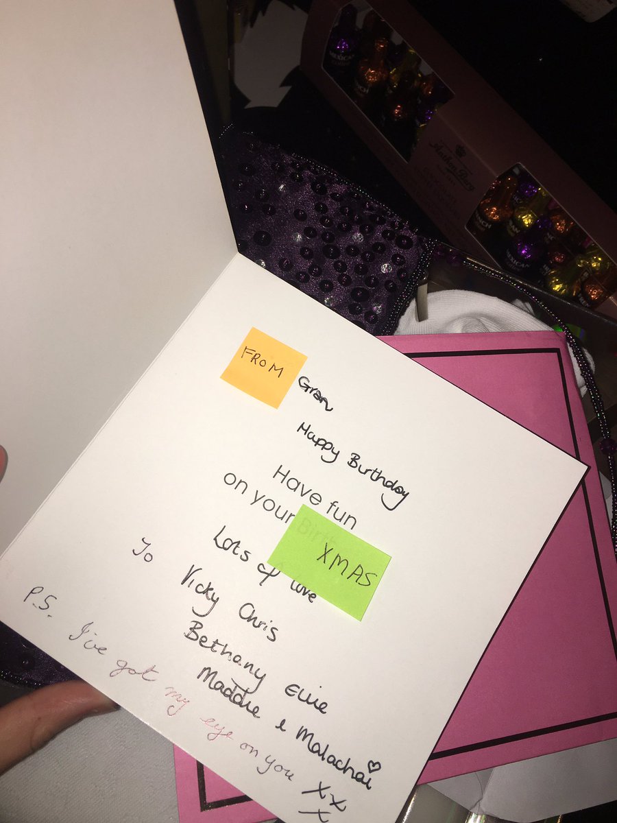 eleanaa_dodd's tweet photo. My Gran is hilarious recycling the card we gave her for her birthday😂😂😩😭❤️ https://t.co/iik0gW9zXI