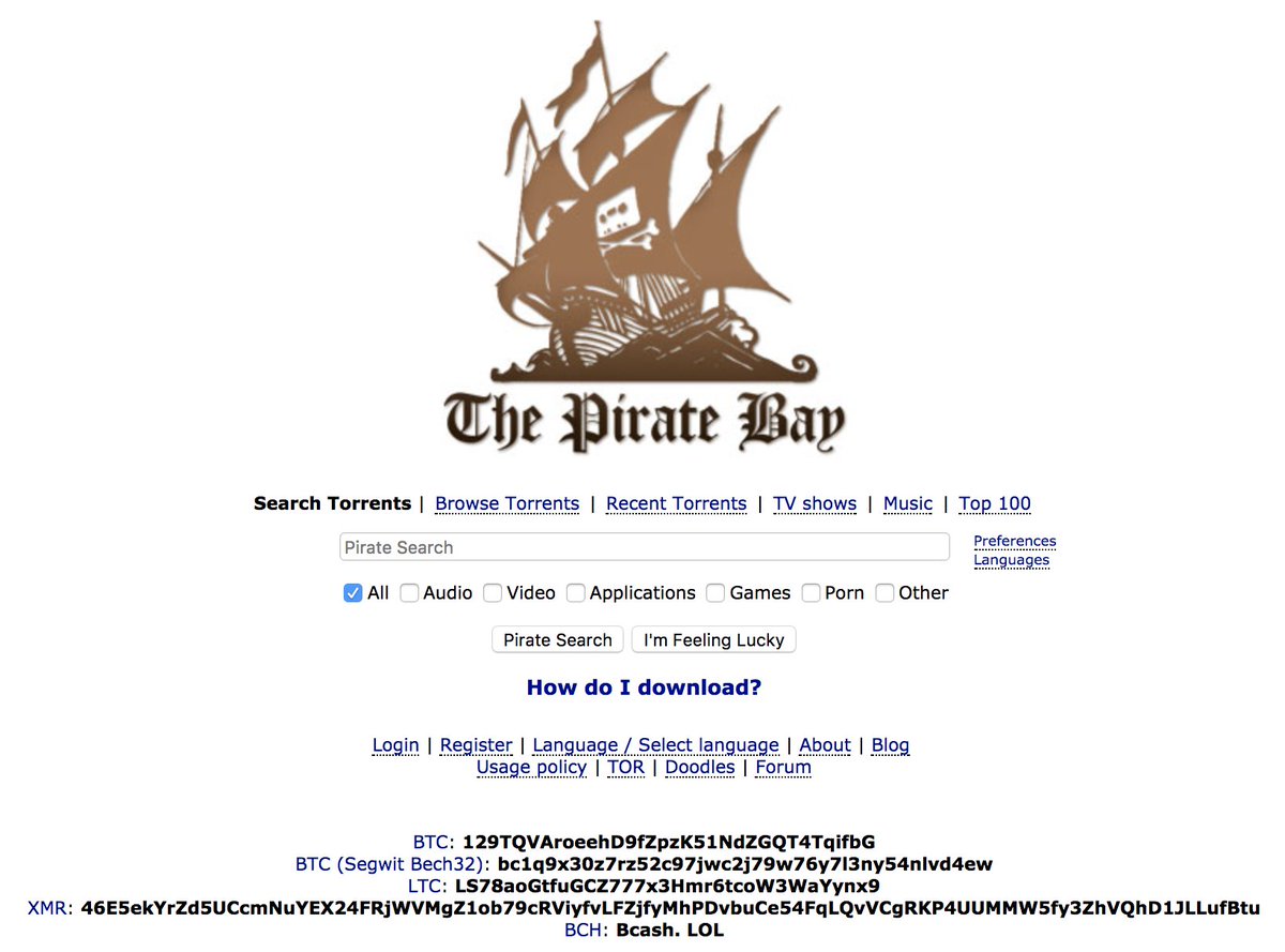 SatoshiLite's tweet image. thepiratebay.org
BCH: Bcash. LOL 😂