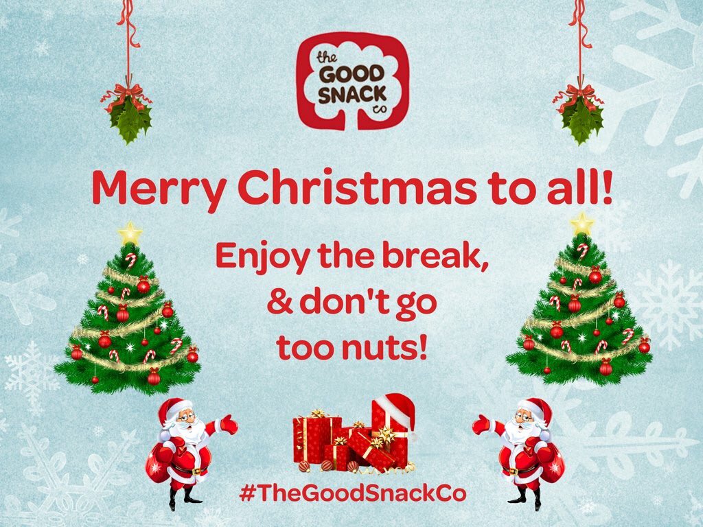 GoodSnackCo's tweet image. Happy Holidays from everyone here at The Good Snack Company! 🎅☃️❄️
#TheGoodSnackCo