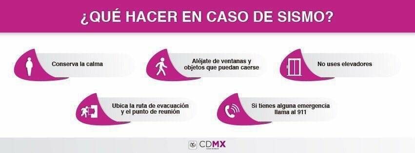 GobCDMX's tweet photo. ¿Sabes cómo actuar ante sismo? Te compartimos estas recomendaciones, toma precauciones >> https://t.co/ctGElWknQ3 https://t.co/bMitTvgjE3