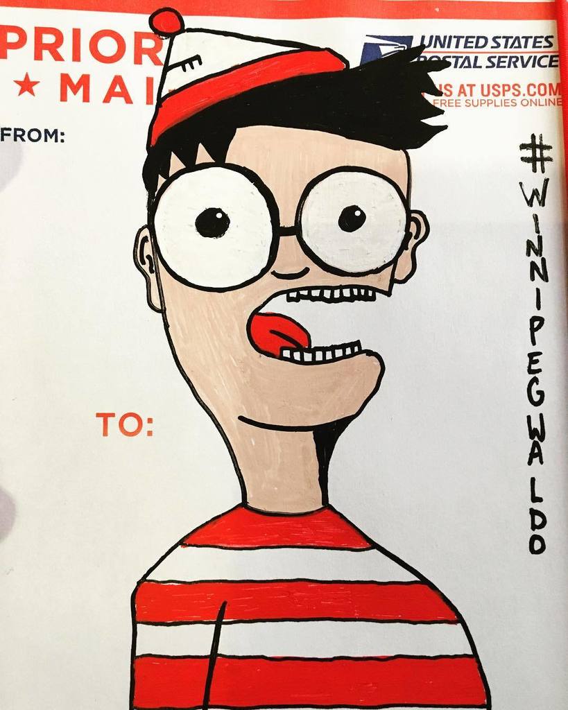 WPGWaldo's tweet photo. Waiting for it to warm up so I can get back out there. Working on some slaps until then. Thanks to @keekometty for the labels. 
#winnipeg #waldo #winnipegwaldo #streetart #winnipeggraffiti #graffiti #graff #graffitiporn #street #art #slap #sticker #flypa… https://t.co/VMCGVltsxo https://t.co/Mgv4ZHRDr5