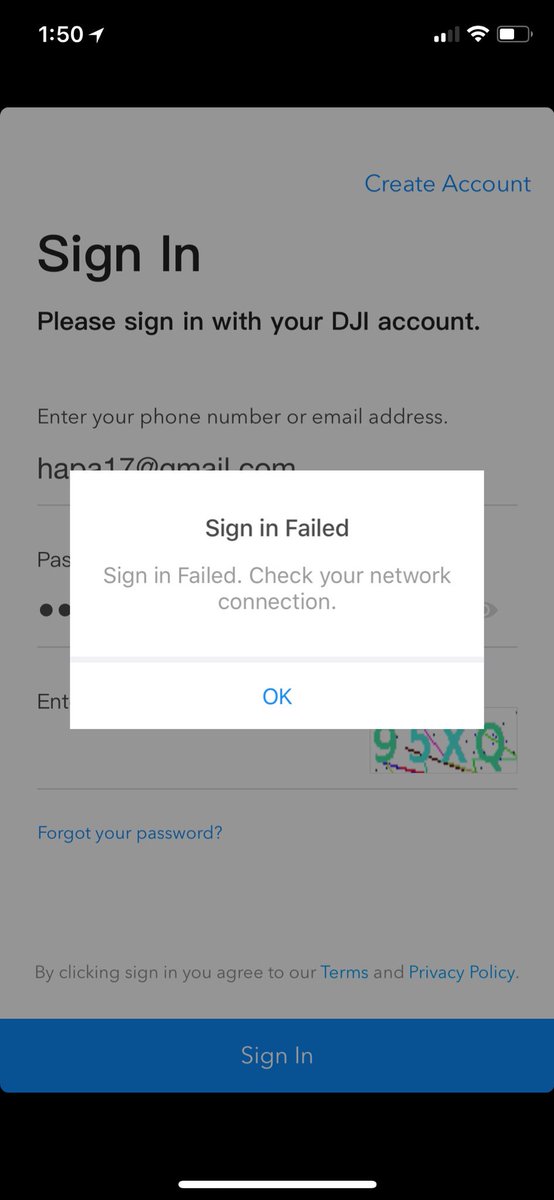 hapa17's tweet image. i keep getting “Sign in Failed” on the DJI Go 4 app for my new Spark. a little help here? @DJISupport @DJIGlobal