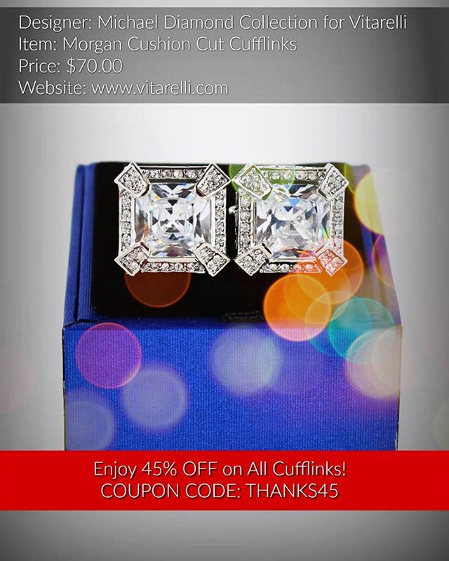 TheSuitCoStore's tweet photo. Enjoy 45% OFF on All Cufflinks!
COUPON CODE: THANKS45 
Designer: Michael Diamond Collection for Vitarelli
Item: Morgan Cushion Cut Cufflinks
Price: $70.00
Website: https://t.co/Mxr3LIzKRv
#cufflinks #menswear #mensfashion #mensstyle #menfashion #ootdmen #fashion #lifestyle #men https://t.co/FgCgywZk1b