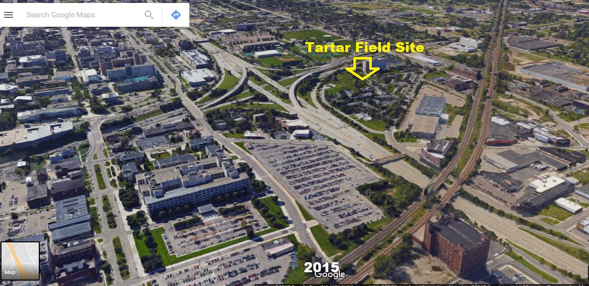 Detroit Street View On Twitter Detroit 1950 S 2015 An Aerial Of The Former Tartar Field Site Lodge Fwy Ramps Were Still Under Construction Tartar Hosted Wsu Football Games For Over 10 Years Until