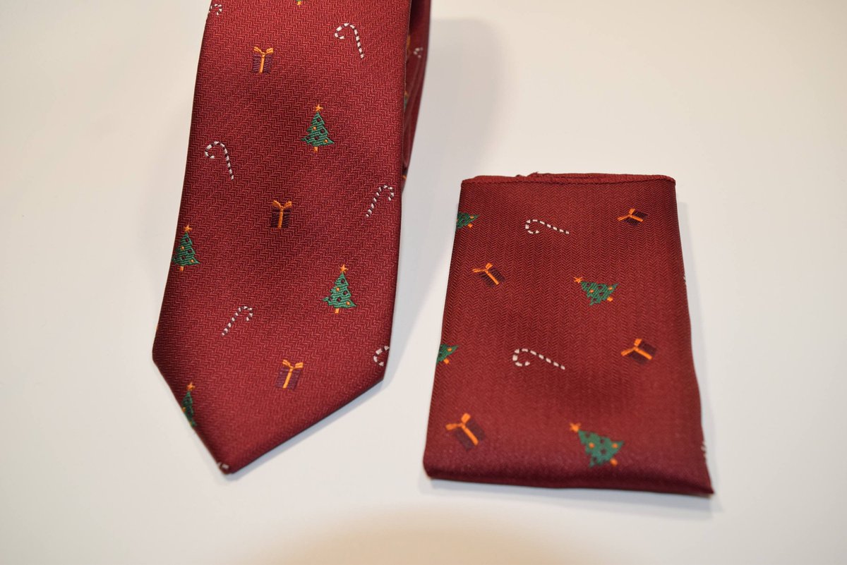 Dark red tie and scarf Set with Christmas tree drawings, Men's nec… etsy.me/2BgCoBX #Christmas #freeshipping