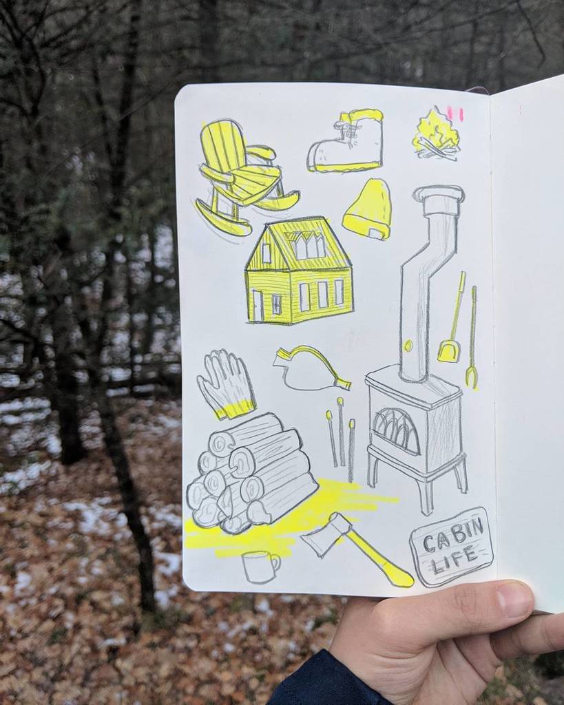 Tiny Travel Journal On Twitter A Little Drawing Of Cabin Life