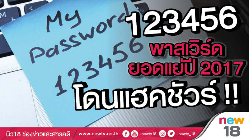 newtv_18's tweet photo. 123456 พาสเวิร์ดยอดแย่ปี 2017 โดนแฮคชัวร์ !!
บริษัทความปลอดภัย SplashData เจ้าของแอพจัดการรหัสผ่าน จัดอันดับพาสเวิร์ดยอดแย่ ปี 2017 ประกาศผลออกมาล่าสุด มีอะไรบ้างไปดูกัน
>>https://t.co/qxeeyKF2zP<<
#new18 #นิว18 #พาสเวิร์ด #Password #BadPassword #โดนแฮค #รหัสผ่าน https://t.co/OctzU1zDZM